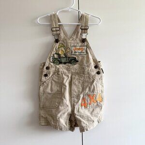 Toddler Baby Boys Vintage 90s Y2K Official Chrysler Jeep Overalls Tan 18M